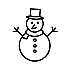 snowman icon, snowman line art - simple line art of snowman, perfect for snowman logos and icons