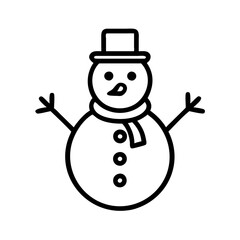 snowman icon, snowman line art - simple line art of snowman, perfect for snowman logos and icons