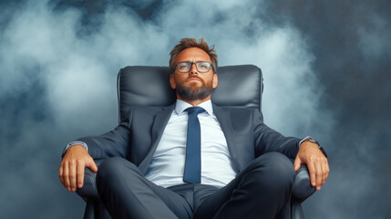 Confident businessman sitting in a modern office chair