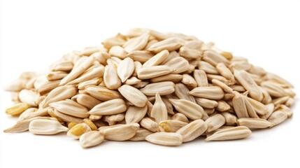 Pile of Raw Sunflower Seeds Isolated on White Background