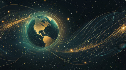 Abstract  background with Colorful circle lines. Digital future technology . Abstract business connection of lines from nodes innovation of communication in the network.