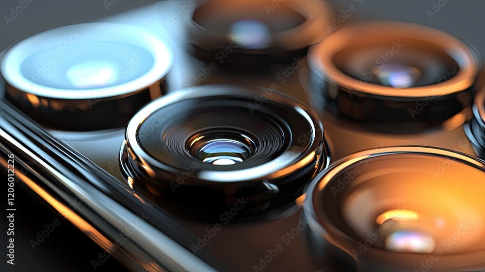 Leinwandbilder macro view of a smartphone s camera module featuring a multi-lens arrangement with detailed reflecti
