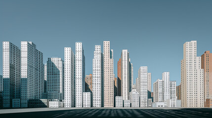 Naklejka premium Modern Urban Skyline with High-Rise Buildings Under Clear Blue Sky