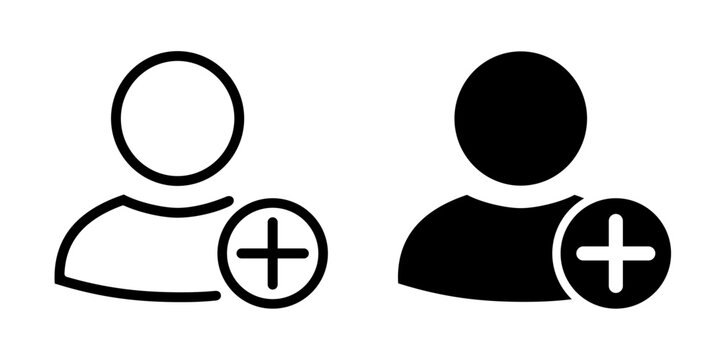 Add new user or friend icon in line and solid style, invite person