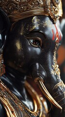 Obraz premium Majestic Ganesha Close-up of an Ornate Hindu Deity Statue