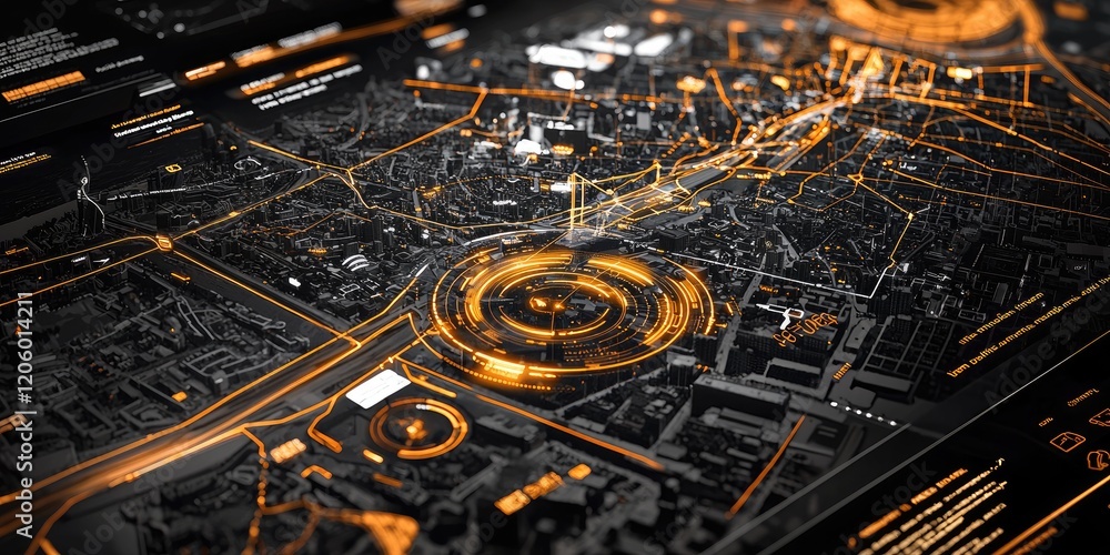 Aufkleber a modern interface for urban infrastructure, featuring tech-driven controls, live data feeds, and dy