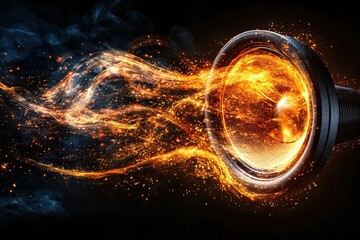 Fiery Speaker Sound Waves Abstract Music Design