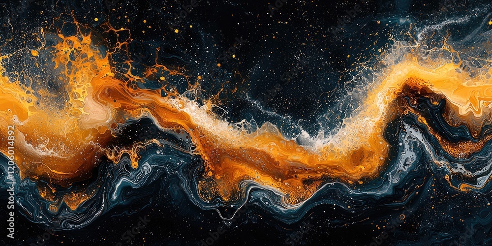 Poster an abstract artwork showcasing abstract fluid art that emphasizes the fluid interaction of colors an