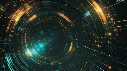 Fototapeta premium Abstract background with Colorful circle lines. Digital future technology . Abstract business connection of lines from nodes innovation of communication in the network.