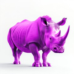 Naklejka premium Purple rhino, studio shot, white background, animal illustration, children's book