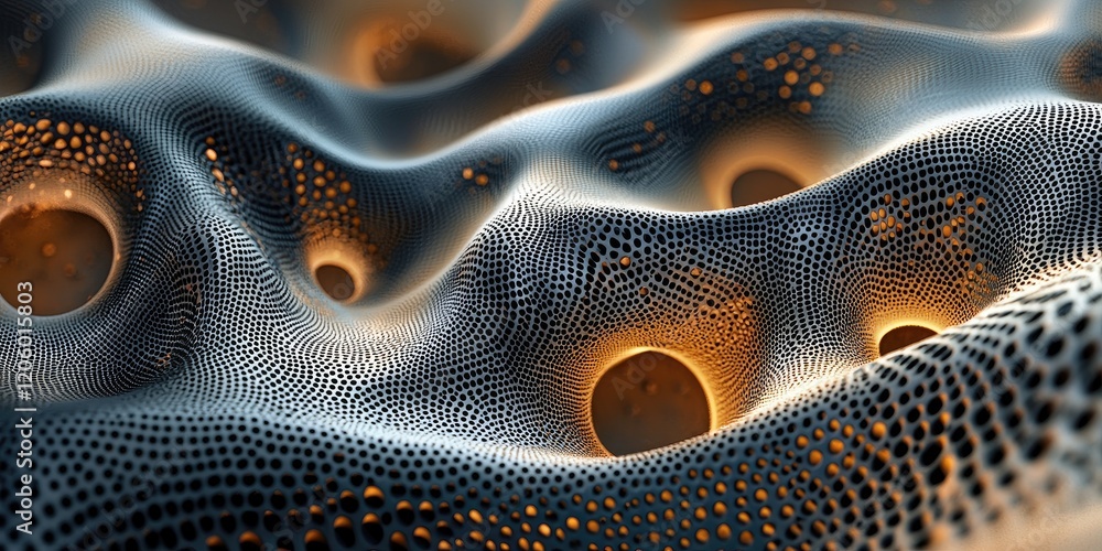 Poster an abstract visual with digital renderings that highlight the detailed and realistic nature of digit