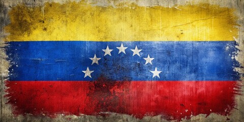Grungy Venezuelan Flag Landscape: Happy Independence Day