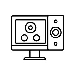 studio monitor icon, studio monitor line art - simple line art of studio monitor, perfect for studio monitor logos and icons
