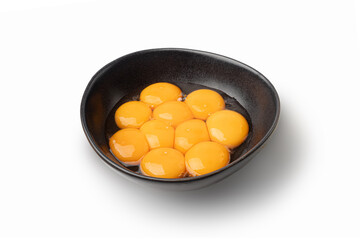 Egg Yolks in Bowl, Fresh Chicken Egg Yolk Separated from Whites for Cooking Recipe, Organic Yolks Top View