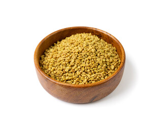 Fenugreek Seeds Isolated, Dry Trigonella, Spicy Methi Dana Grains, Indian Kitchen Seasoning Ingredient