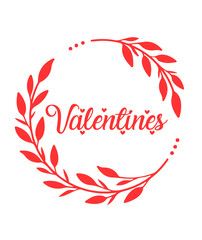 Valentine’s Day typography text on plain white transparent isolated background for card, shirt,...