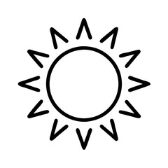 sun icon, sun line art - simple line art of sun, perfect for sun logos and icons