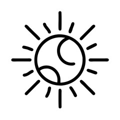 sun icon, sun line art - simple line art of sun, perfect for sun logos and icons