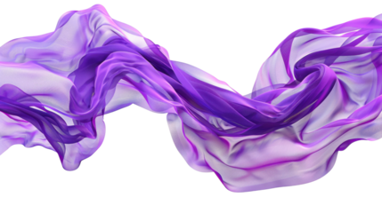 Purple flag waving, silk on transparent background