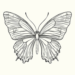 Butterfly Line Art Drawing Elegant and Detailed Butterfly Sketch for Artistic and Nature-Inspired Designs