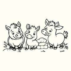 Farm Animal Line Art Drawings Simple and Detailed Sketches of Livestock and Barnyard Animals for Art and Design