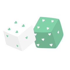 Love-themed dice illustration