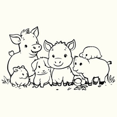 Farm Animal Line Art Drawings Simple and Detailed Sketches of Livestock and Barnyard Animals for Art and Design