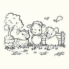 Farm Animal Line Art Drawings Simple and Detailed Sketches of Livestock and Barnyard Animals for Art and Design