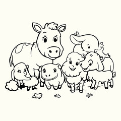 Farm Animal Line Art Drawings Detailed Sketches of Farm Animals for Nature Art and Design