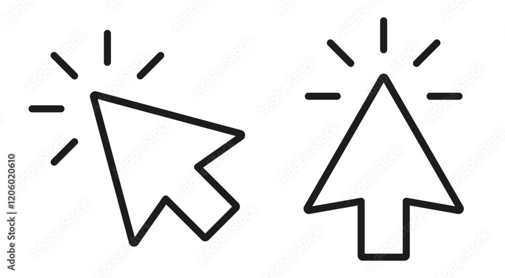 Aufkleber Cursor arrow icon, mouse click cursor, clicking arrow pointer isolated