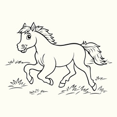 A Detailed Line Art Drawing of a Horse in Motion, Capturing its Grace and Energy
