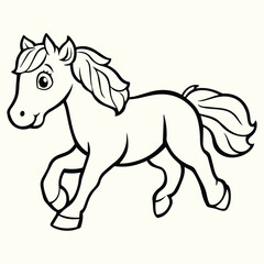 A Detailed Line Art Drawing of a Horse in Motion, Capturing its Grace and Energy