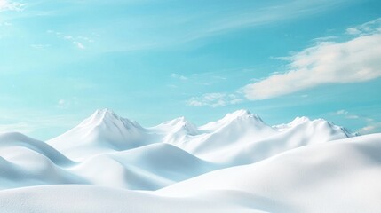 Serene Winter Landscape: Snow-Covered Mountains Under a Clear Sky