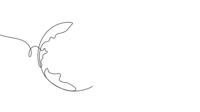 continuous line drawing of planet earth world globe hand drawn style 4K animated