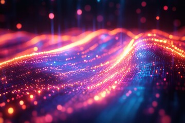 A stylized glow of light surrounding a promotional text, with abstract patterns and energy lines creating a dynamic and captivating visual effect.