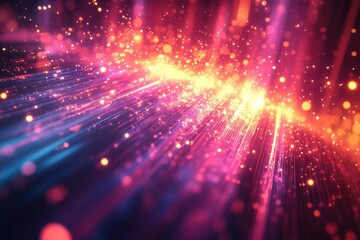 Obraz premium A stylized glow of light surrounding a promotional text, with abstract patterns and energy lines creating a dynamic and captivating visual effect.