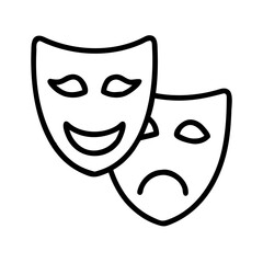 theater mask icon, theater mask line art - simple line art of theater mask, perfect for theater mask logos and icons