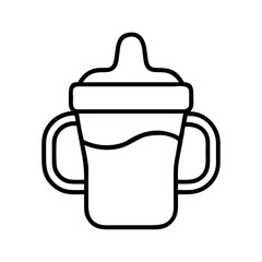 toddler sippy cup icon, toddler sippy cup line art - simple line art of toddler sippy cup, perfect for toddler sippy cup logos and icons