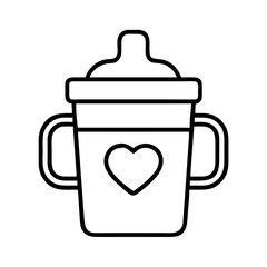 toddler sippy cup icon, toddler sippy cup line art - simple line art of toddler sippy cup, perfect for toddler sippy cup logos and icons