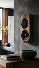 Monochrome vintage-style wall-mounted music speakers, exuding classic vibes AI Generated