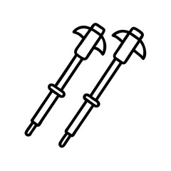 trekking poles icon, trekking poles line art - simple line art of trekking poles, perfect for trekking poles logos and icons