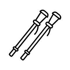 trekking poles icon, trekking poles line art - simple line art of trekking poles, perfect for trekking poles logos and icons