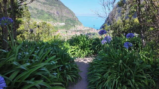 Summer morning view near the famous Capelinha de Nossa Senhora de F&aacute;tima, Sao Vicente, Madeira Island, Portugal