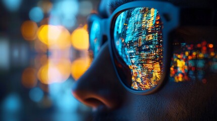Night City Reflection in Sunglasses: A Glimpse into Digital Worlds