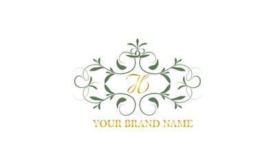 Monogram frame. Classic decorative element with letter H and place for text. Letter pattern.