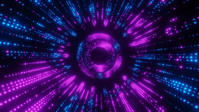 Blue and purple neon circle particles dots vj loop