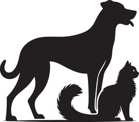 dog and cat victor silhouette style.