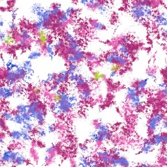 Paint splashes with dotted texture. Medium red violet, sky magenta, slate blue and june bud colors on the white background. Seamless hand drawn pattern