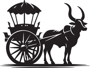 Fototapeta premium bullock cart silhouette victor design .