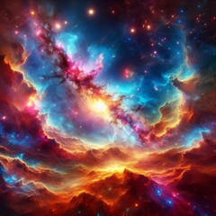 Fototapeta premium Cosmic Galaxy with Vibrant Nebulas